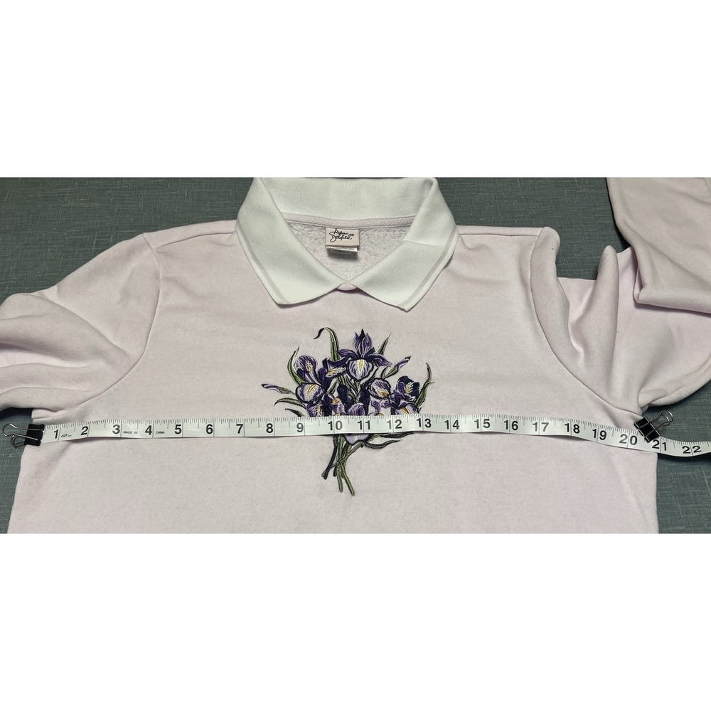 Vintage 90's Cottagecore Adrian Delafield Top Stitch Embroidered Sweatshirt - Picture 7 of 10